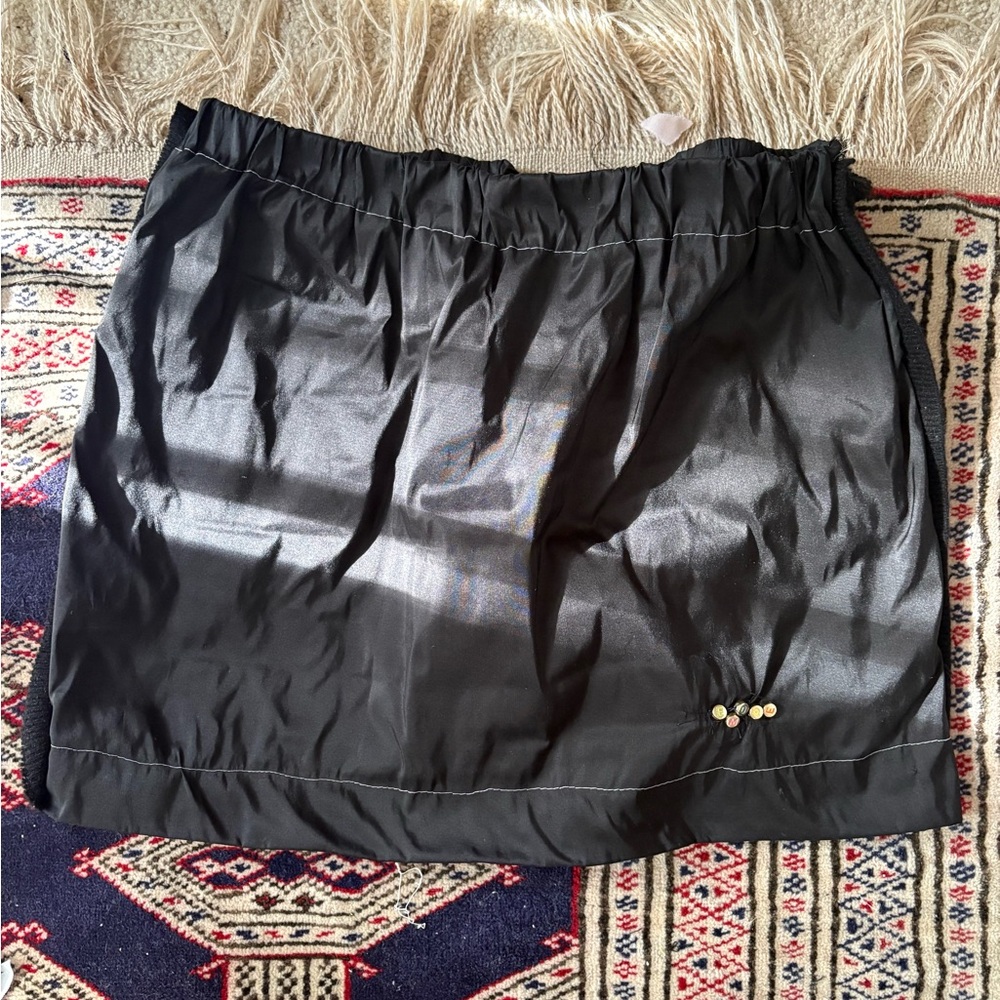 independent brand emoP.E. handmade “sport silk” mini skirt with cashmere stripe